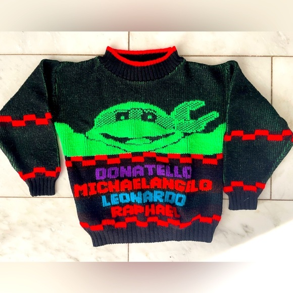 Vintage 1990s Hot Cashew Teenage Mutant NinjaTurtles kids sweater Made in USA